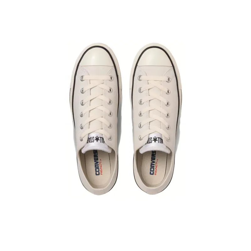 Converse All Star LEATHER Durable Cushioning Low Top Canvas Shoes Unisex Ecru-3