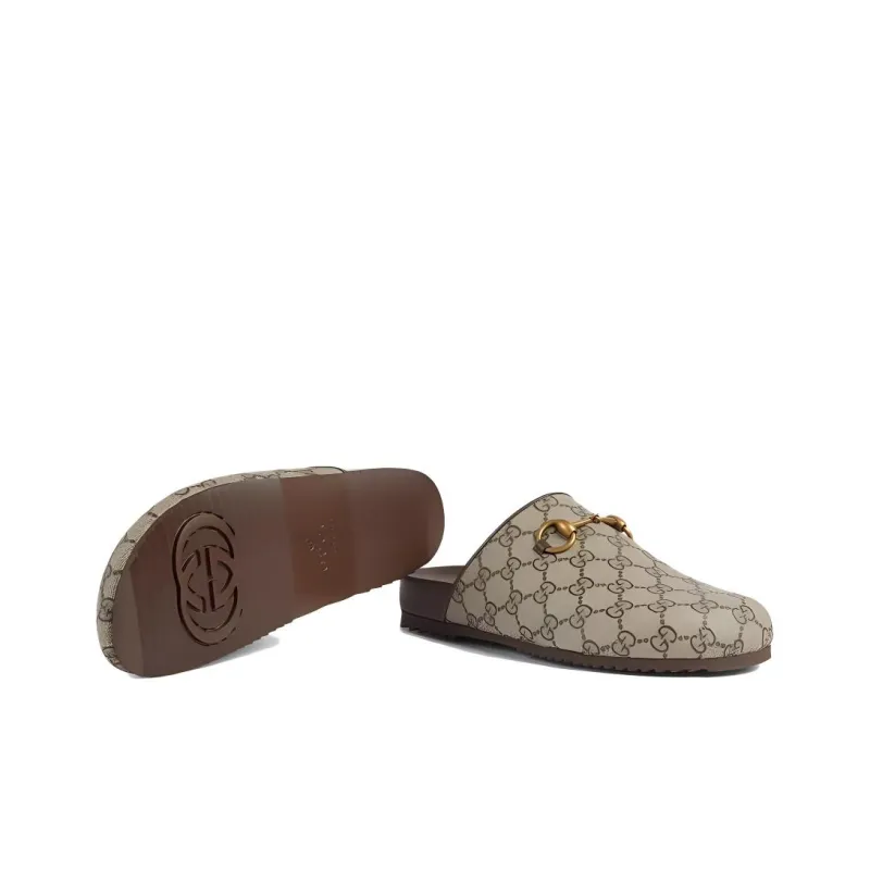 GUCCI Women's Horsebit Slipper 'GG Supreme Beige' Women's-4