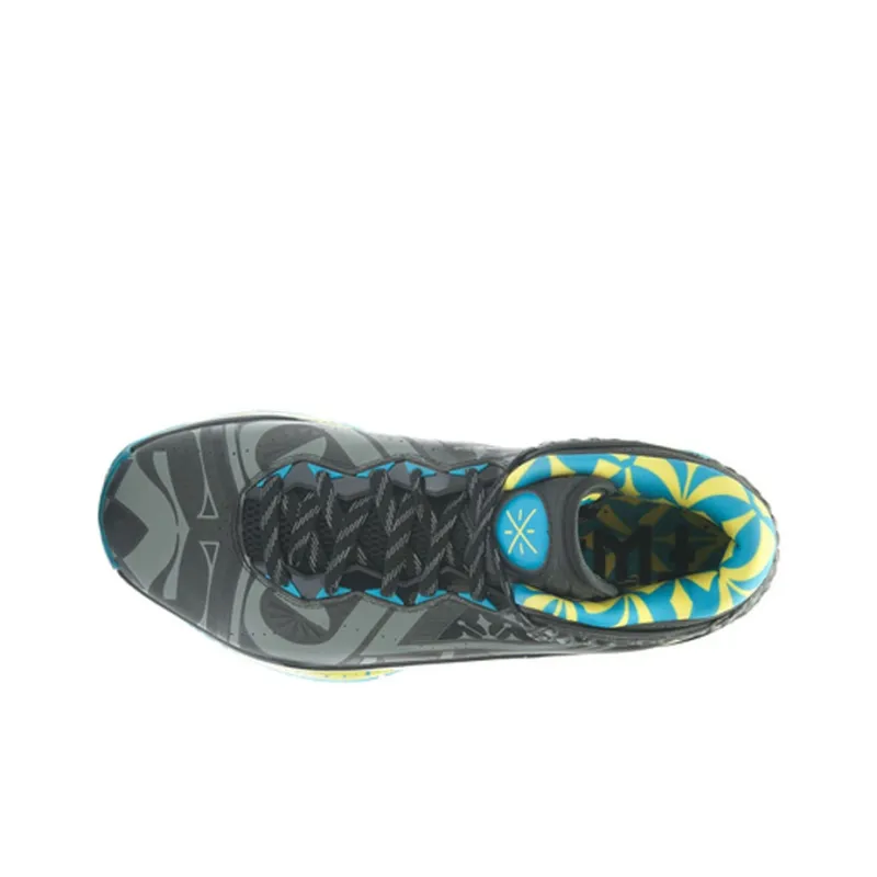 LiNing WOW 3 Mid Top Basketball Shoes Men's Gray Yellow Blue-2