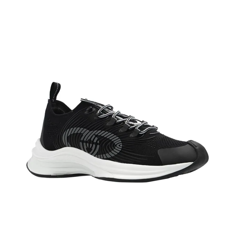 GUCCI RUN Low Top Casual Shoes Men's Black White-2
