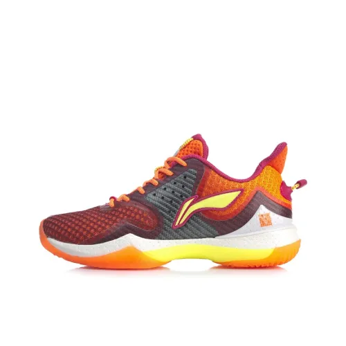 LINING Battle Halberd Badminton Shoes Men Low-Top Neon Flame Orange