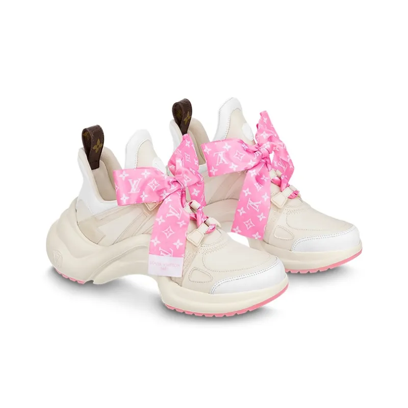 LOUIS VUITTON Archlight 1.0 Sneakers 'Beige With Pink Monogram Ribbon' Women's-1