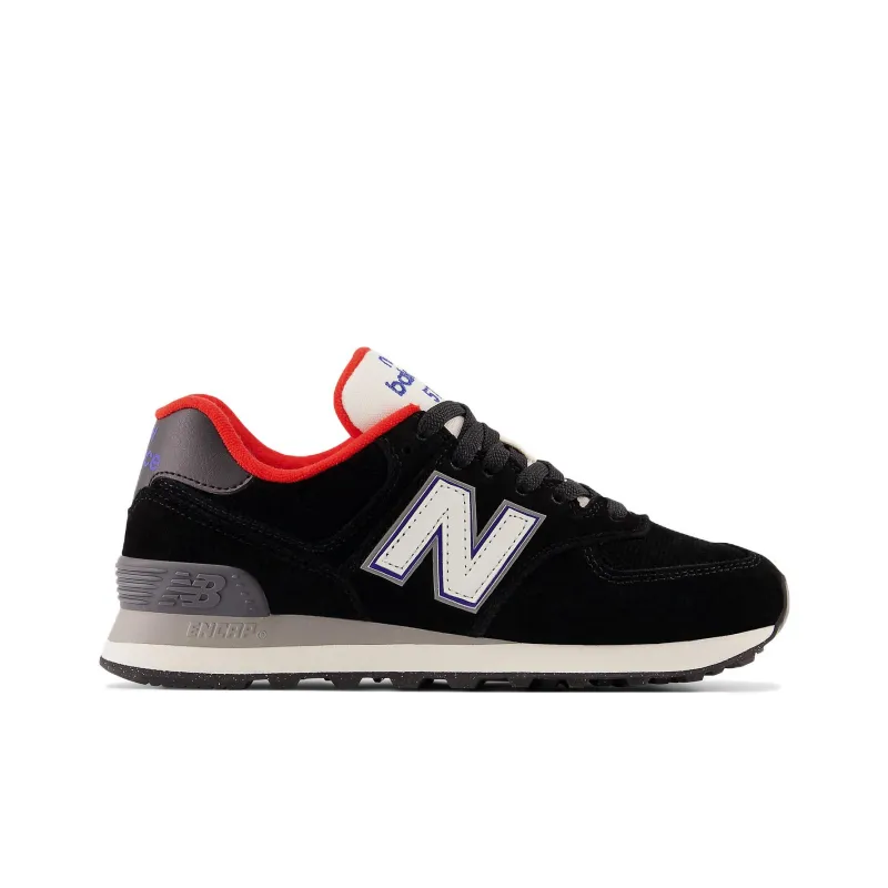 New Balance 574 Black White Varsity Red Women's-1