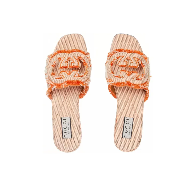 GUCCI Interlocking Slide Slippers Women's Orange-3