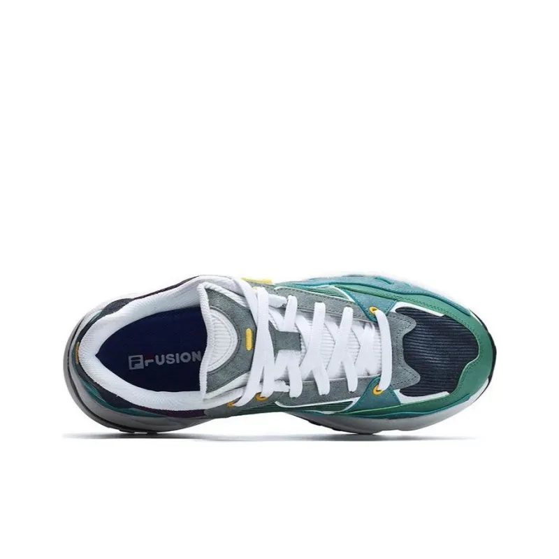 FILA FUSION Flash Cushioned Slip-Resistant Low-Top Running Shoes Men's Blue Gray-3