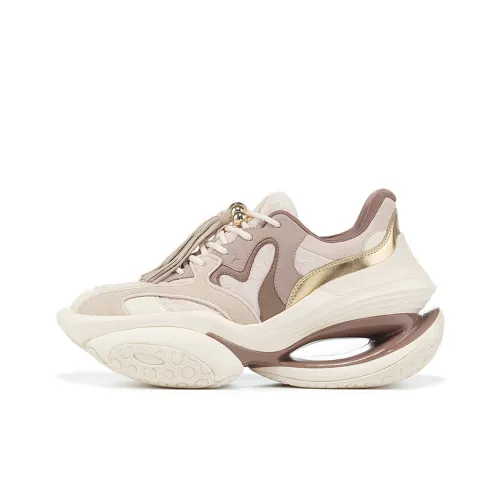 LI NING 1990 Classic Collection Slip Resistant Low Top Running Shoes Women's Yellow Umber