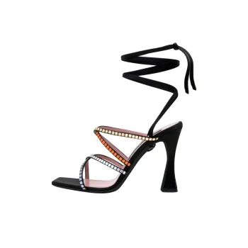 Les Petits Joueurs Nikki Strap Sandals 10cm Women's Black