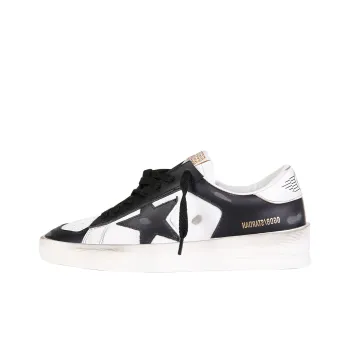 Golden Goose Stardan Stylish Skateboarding Shoes Women's Black White Distressed Style
