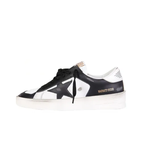 Golden Goose Stardan Stylish Skateboarding Shoes Women's Black White Distressed Style