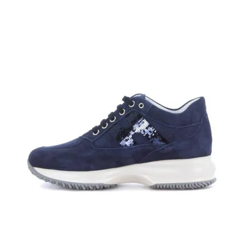 HOGAN Interactive Sequin H Low-Top Sports Casual Shoes Women's Dark Blue