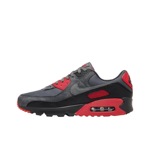 Nike Air Max 90 Running Shoes Unisex Low-Top Gray/Red/Black