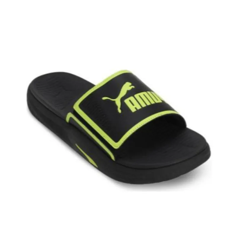 PUMA Softride Sandal Slip Resistant Slide Slippers Men's Black Green-1