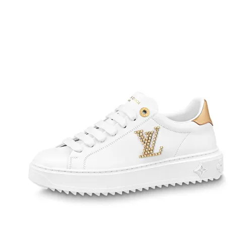 LOUIS VUITTON Time Out Skateboard Shoes Women's Low-Top White/Gold