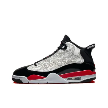 Jordan Dub Zero Cushioning Anti Slip And Wear Resistant Mid Top Vintage Basketball Shoes Men's White Black Red