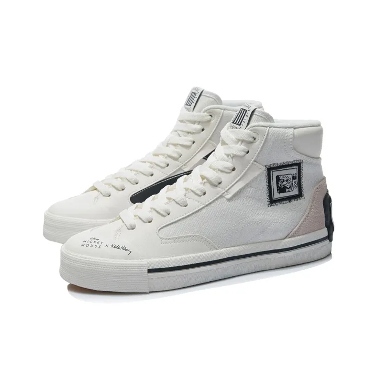Disney x LiNing Disney Breathable, Lightweight, Slip Resistant High Top Skateboard Shoes Women's White Black-2