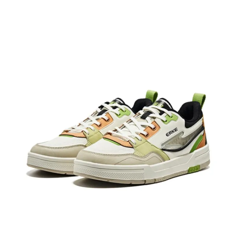 Erke Chao Yang Anti Slip Wear Resistant Low Top Skateboard Shoes Men's White Gray Brown-1