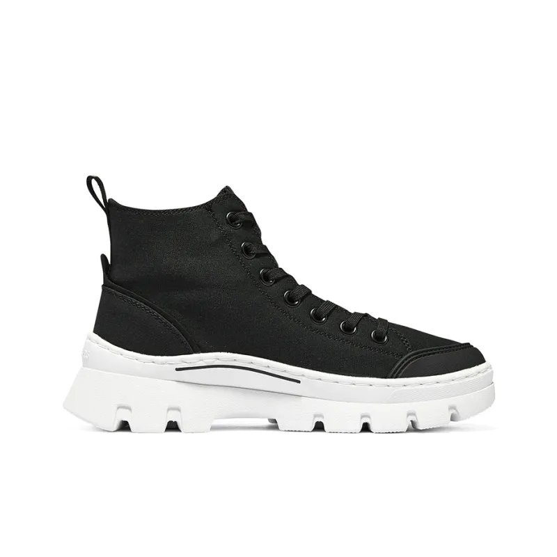 Skechers Roadies Anti Slip Wear Resistant Breathable Lightweight Cushioning High Top Canvas Shoes Women's Black-1