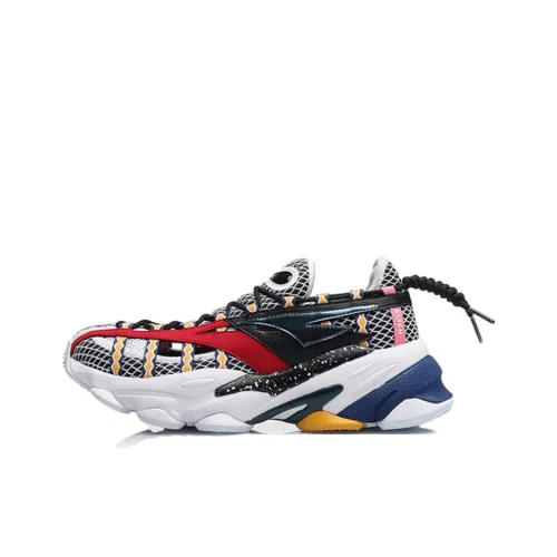 LiNing CF Counterflow Neon Cushioning Low-Top Casual Shoes Men's Crocodile Multicolor