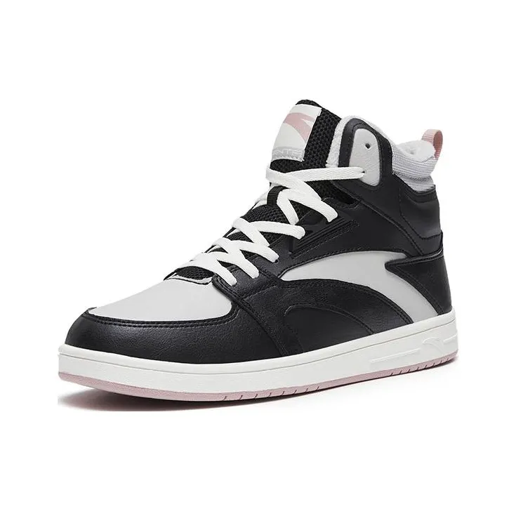 Anta Street Naughty Warm Slip Resistant High Top Skateboard Shoes Women's Black-1