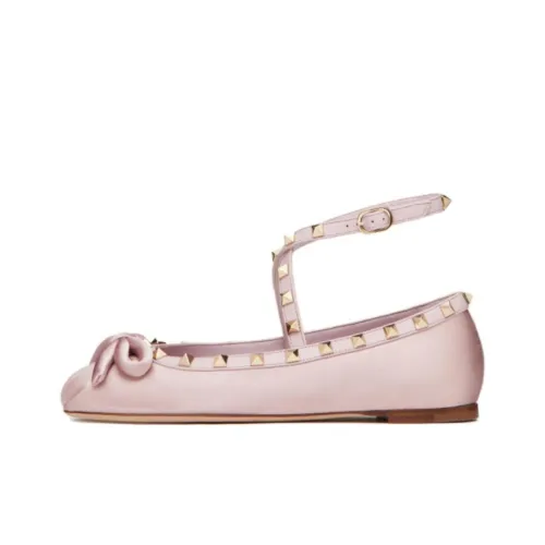 Valentino Garavani Rockstud Satin Ballerina Shoes