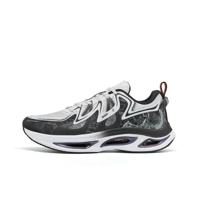 XTEP Shock Absorbers Slip Resistant, Abrasion Resistant, Breathable Low Top Running Shoes Men's Black White-0