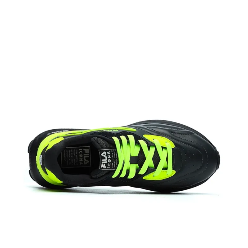 FILA Flusso Icona Anti Slip And Wear Resistant Coverage Low Top Casual Shoes Women's Black Green-2