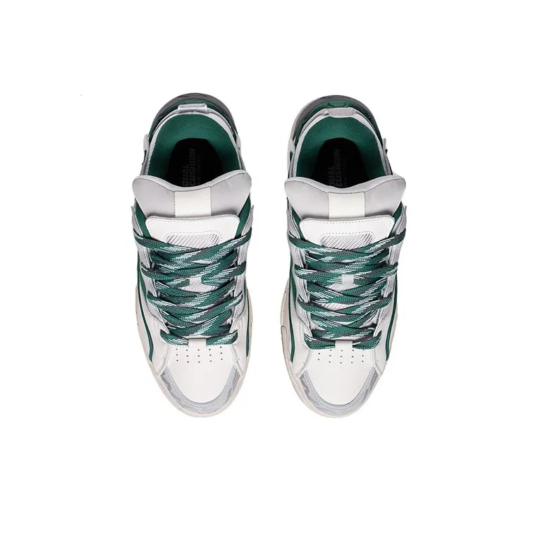 LiNing Wave Golden Slip-Resistant Cushioning Wear-Resistant Low-Top Skateboard Shoes Men's White Green-3