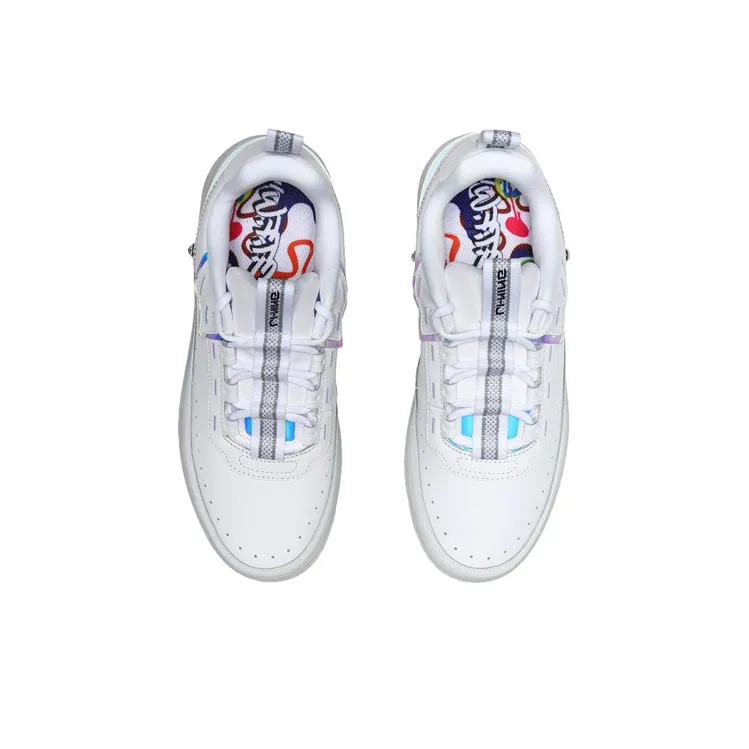 LiNing CF Tracing Anti Slip And Wear Resistant Lightweight Low Top Skateboard Shoes Women's White Black Gray-3