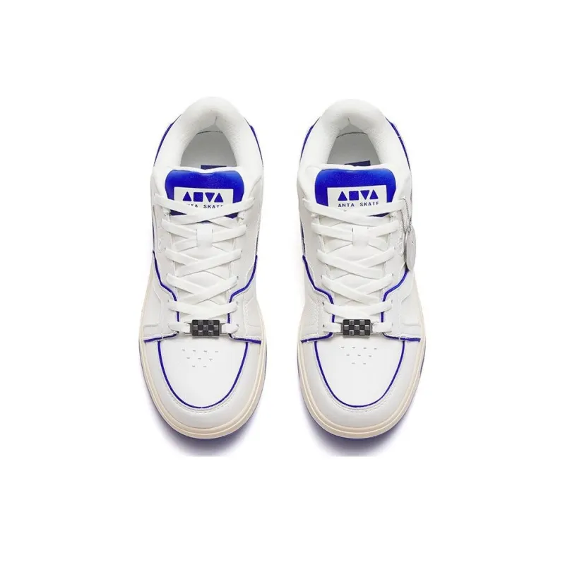 Anta AOYU Slip Resistant Shock Absorbers With Abrasion Resistant Properties Low Top Skateboard Shoes Men's White Blue-2