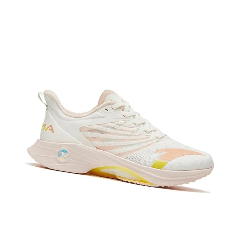 Anta MACH 3.0 Cushioning Anti Slip And Wear Resistant Low Top Running Shoes Women's White Pink-1