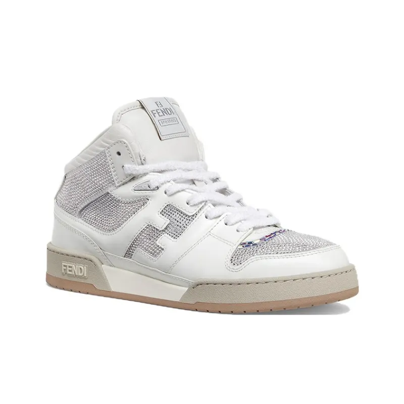 FENDI Match High Top Stylish Skateboarding Shoes Men's White-1