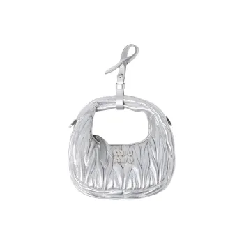 MIU MIU Wander Series Soft Sheepskin Leather HOBO Handbag, Shoulder Bag, Crossbody Handbag Extra Mini Women's Silver