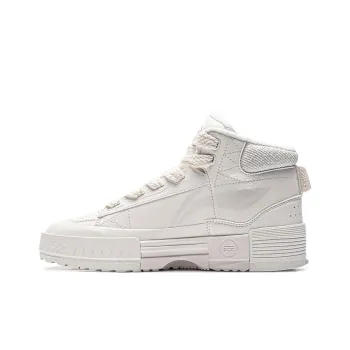 LiNing Mileage Anti Slip Wear Resistant Mid Top Skateboard Shoes Women's White