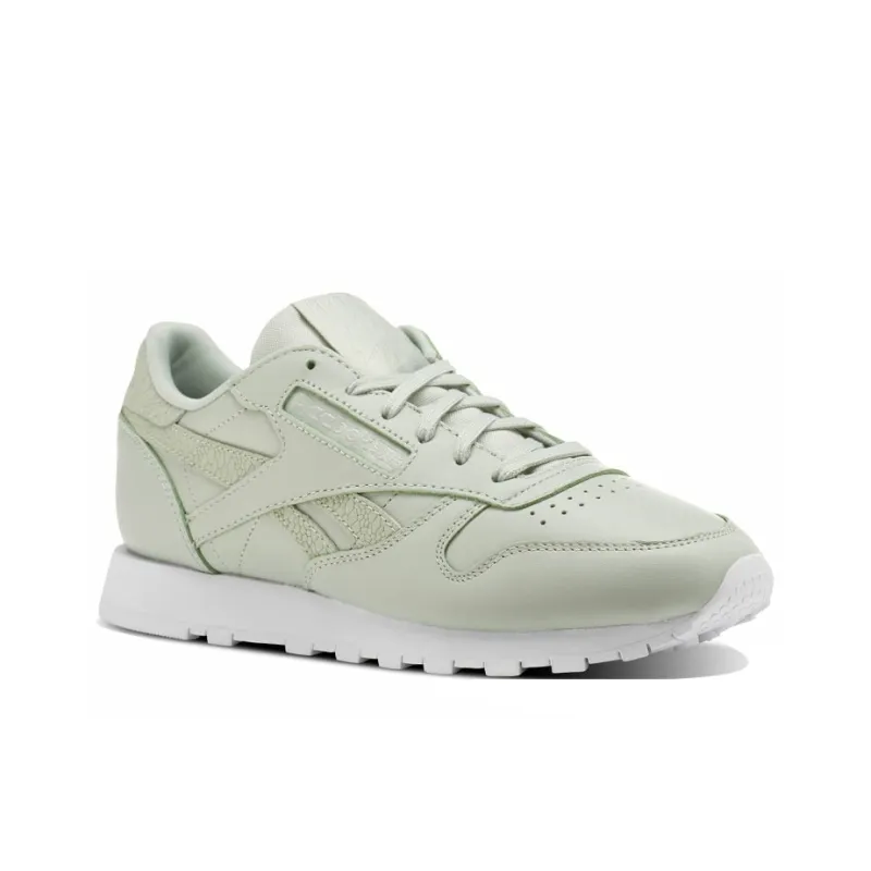 Reebok Classic Leather Running Shoes Women's Low-Top Mint Green-2