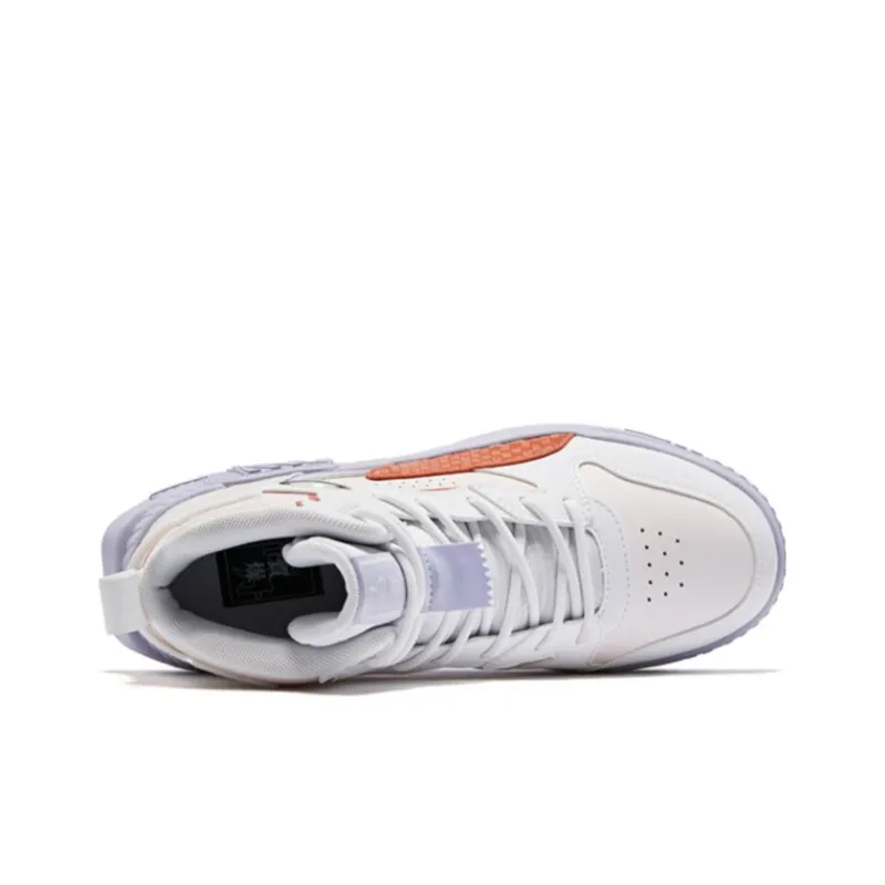 QIAODAN White Tiger 2.0 Lightweight Wear-resistant And Non-slip High-Top Skateboard Shoes Women's Purple White-2