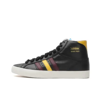 Adidas Originals Basket Profi Anti-Slip Wear-Resistant High-Top Skateboard Shoes Unisex Black White Yellow