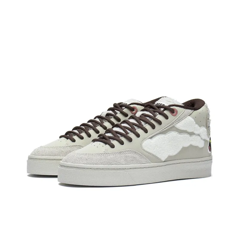 Pablo Ientile x LiNing Wei Wu 180 Cushioning Abrasion Resistant Lightweight Mid Top Skateboard Shoes Men's Camel Gray-2
