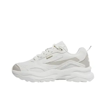 FILA Wood Block Cushioning Anti Slip And Wear Resistant Low Top Sports Casual Shoes Unisex White Gray Korean Style