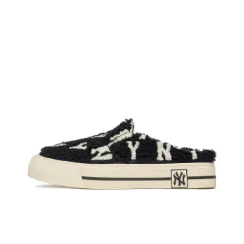 MLB Playball Mule Fleece Monogram Anti Slip Wear Resistant Low Top Skateboard Shoes Unisex Black