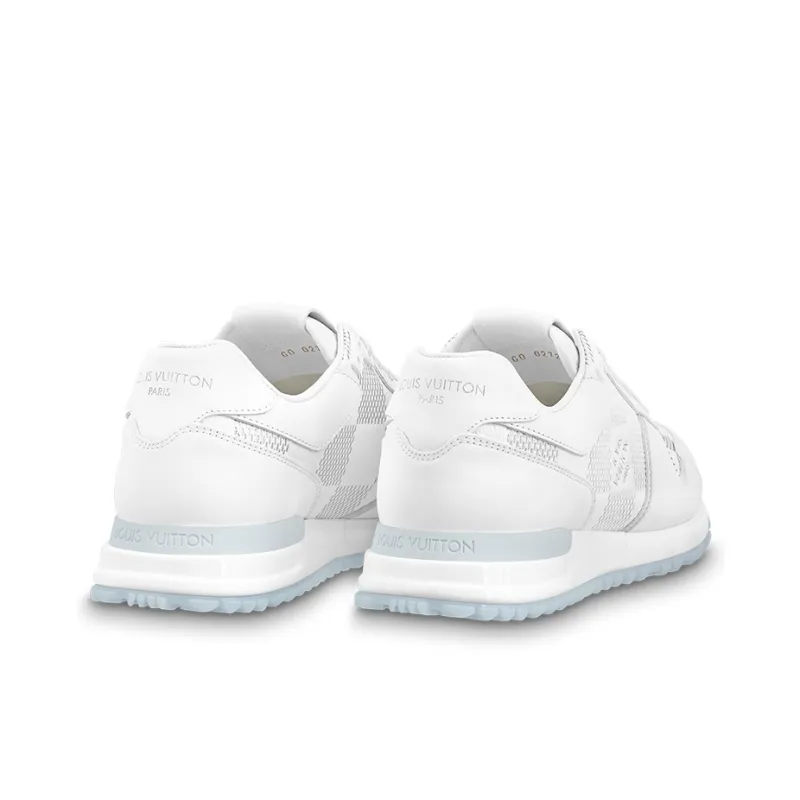 LOUIS VUITTON Run Away Sneakers 'White With Grey Plaid'-3