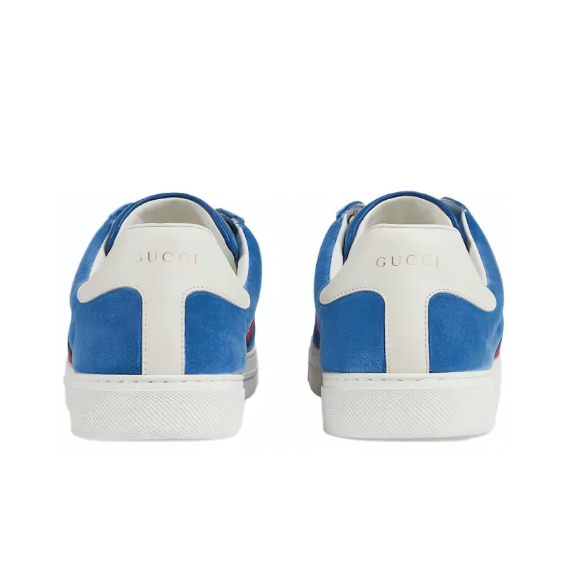 GUCCI ACE Low Top Skateboard Shoes Men's Blue-4