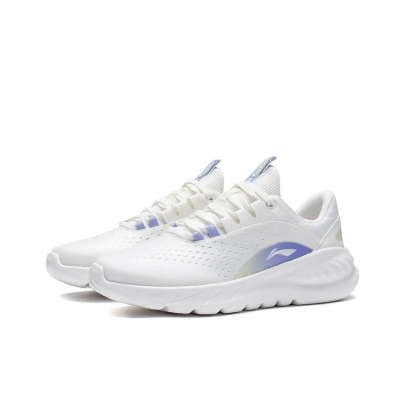 LiNing EazGo Easy To Fit Durable Breathable Low Top Running Shoes Women's White Purple-2