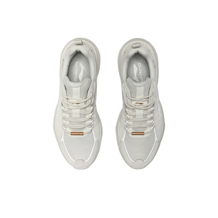 LiNing Moonchaser Cushioned Slip Resistant Abrasion Resistant Low Top Casual Shoes Men's Pearl White-3