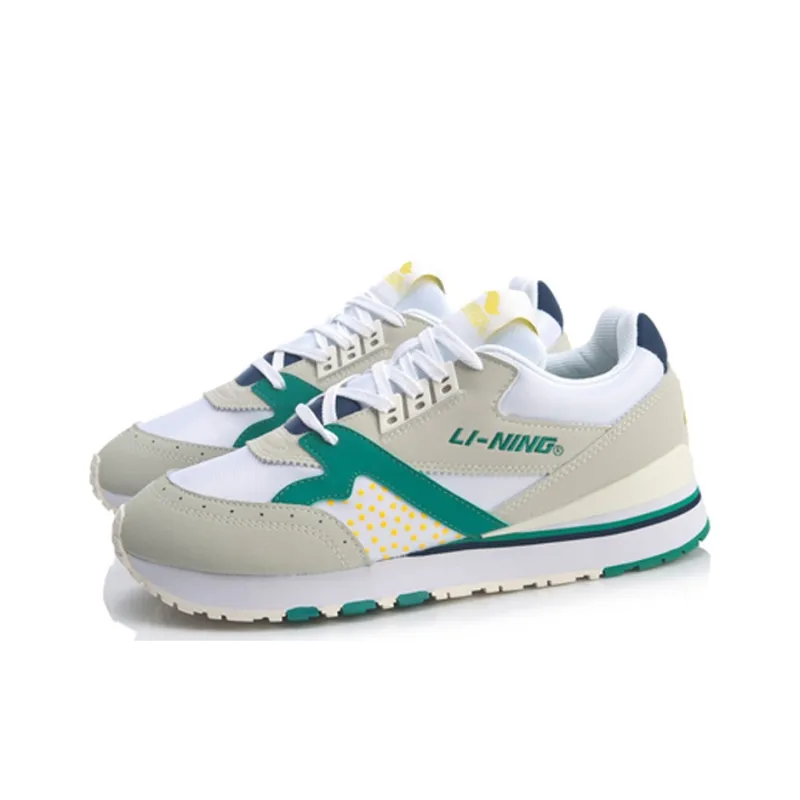 LiNing 001 Origin Anti Slip Wear Resistant Low Top Casual Shoes Men's White Green-2