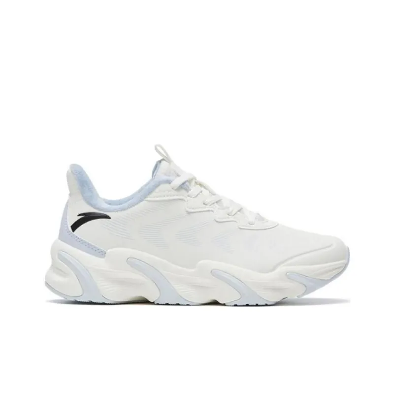 Anta Keep Moving Cushioned Wear Resistant Warm Low Top Running Shoes Women's White Blue-1