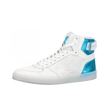 LOUIS VUITTON Rivoli Ankle Sneakers 'White Monogram With Metallic Blue'