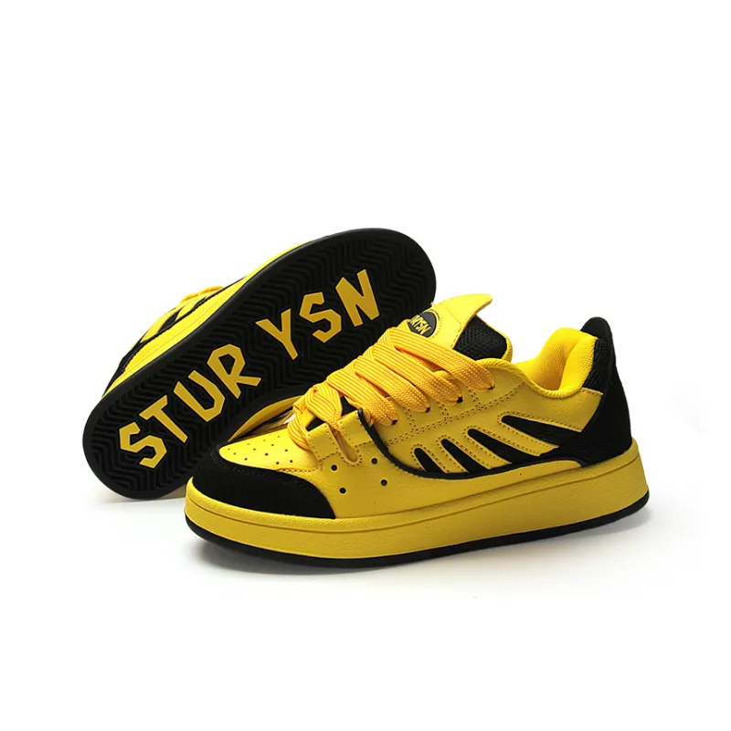 STUR YSN Wear resistant And Lightweight Low Top Skateboard Shoes Unisex Yellow Black-1