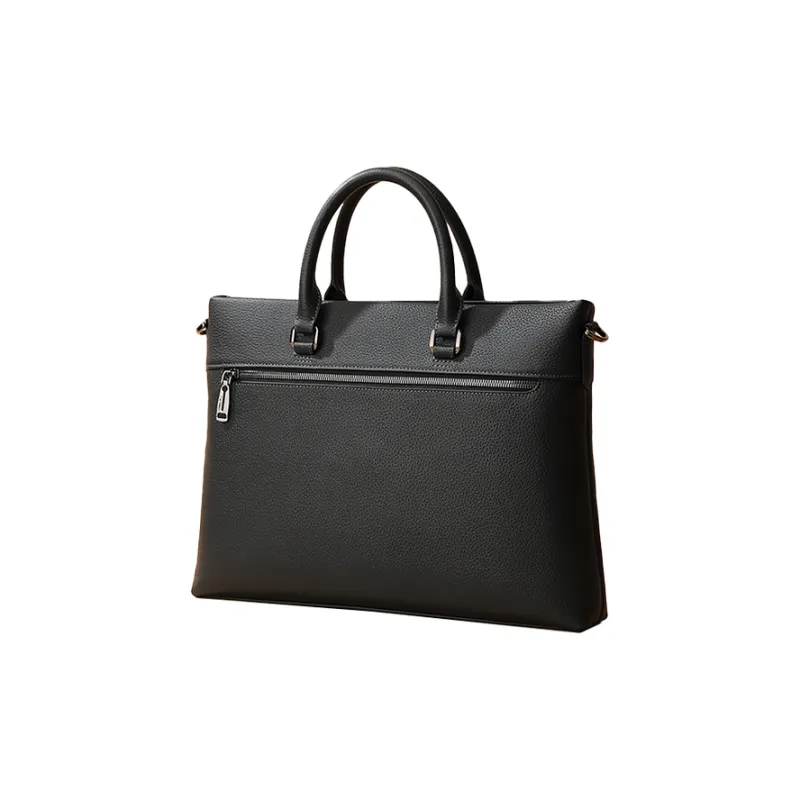 PIERRE CARDIN Cow Leather Handbag, Laptop Bag, Briefcase Regular Men's Black-4