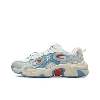 FILA FUSION Raccoon Cushioned Anti Slip And Wear Resistant Lightweight Low Top Casual Shoes Women's White Blue