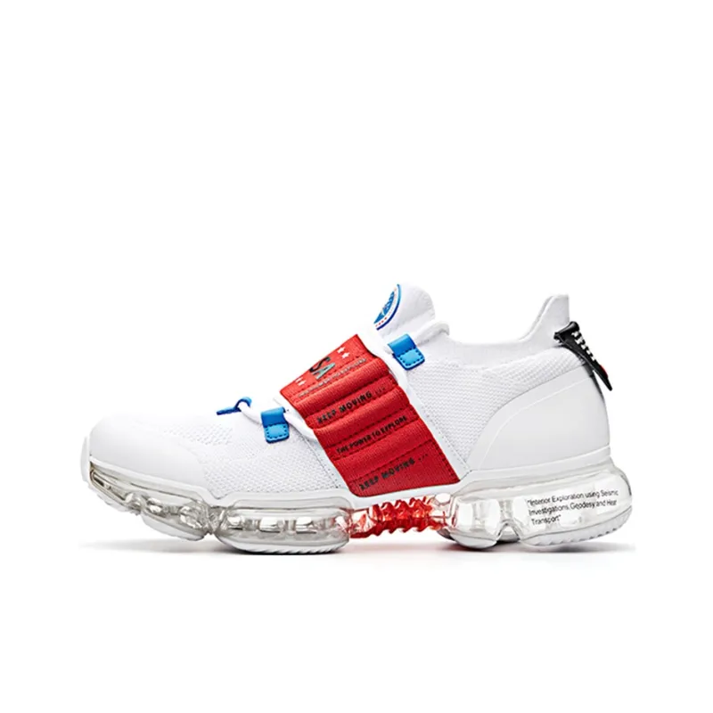 Anta SEEED Zero Bound Cushioned Slip-Resistant Abrasion-Resistant Breathable Low-Top Running Shoes Men's White Red-0
